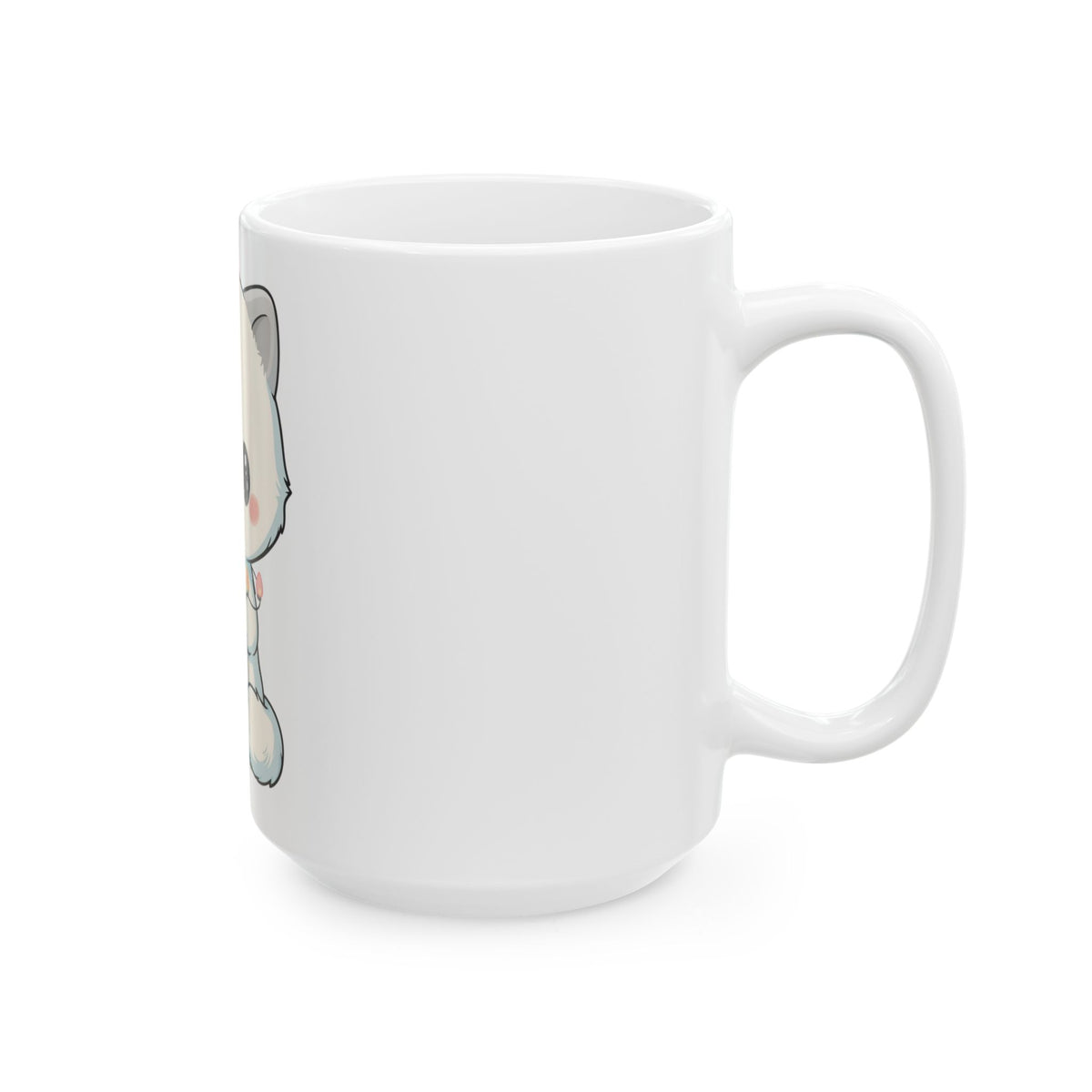 Arctic Fox Mug with Fairy Lights, Cute Kawaii Ceramic Cup