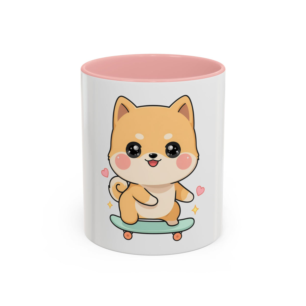 Kawaii Shiba Inu Skateboard Mug, Cute Accent Coffee Mug
