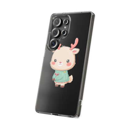 Kawaii Reindeer Clear Impact-Resistant Phone Case