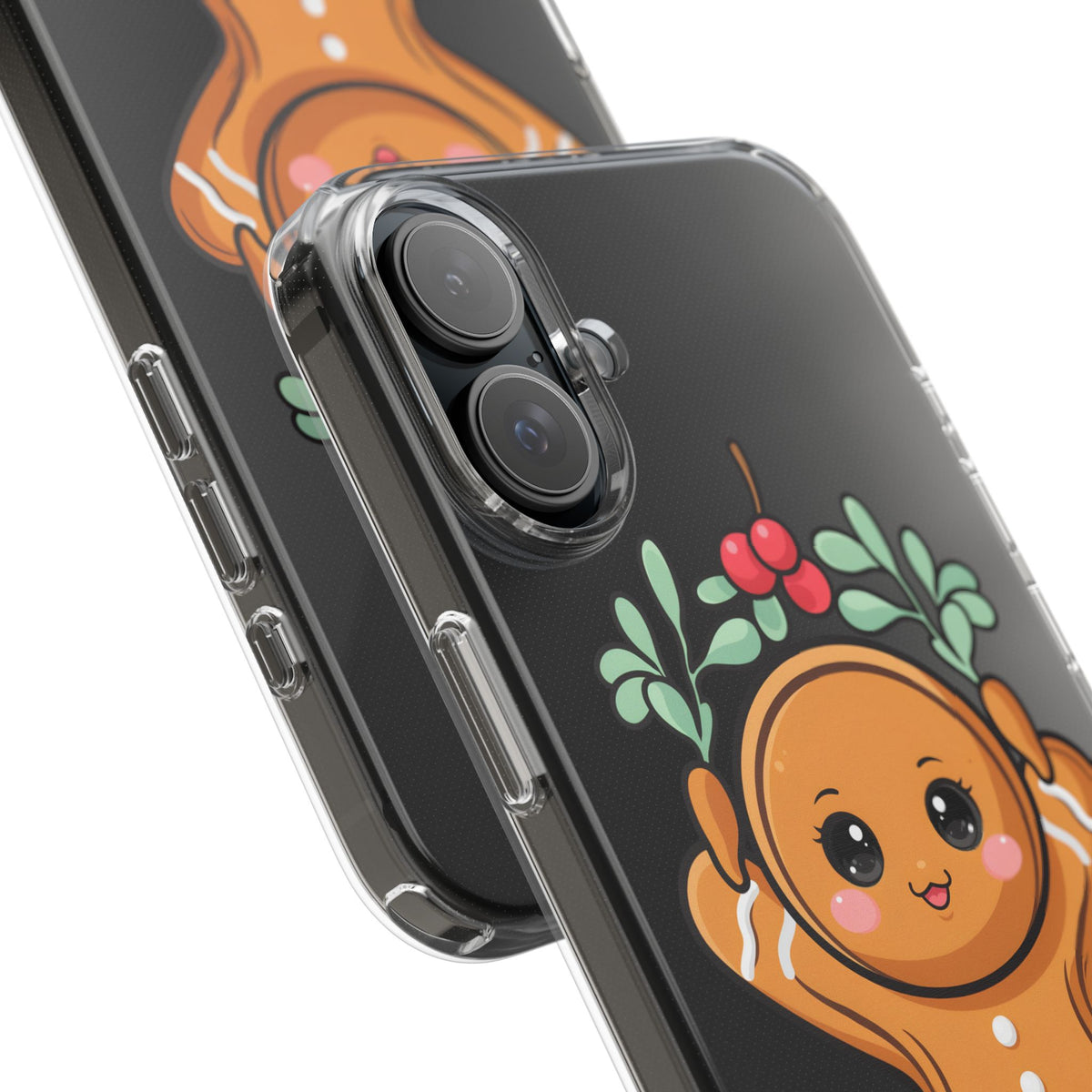 Kawaii Gingerbread Phone Case with Mistletoe Cheer