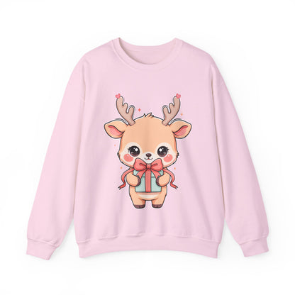 Kawaii Reindeer Christmas Sweatshirt, Cute Gift Crewneck