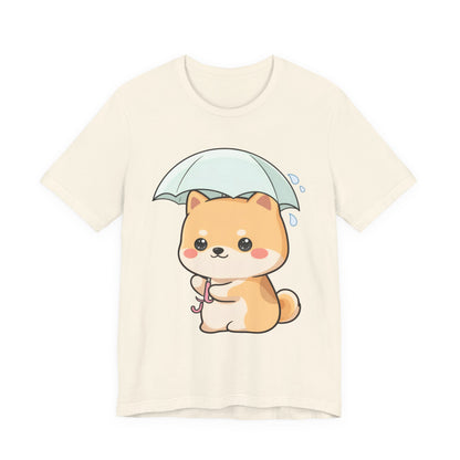 Kawaii Shiba Inu Umbrella T-Shirt for Rainy Day Fans