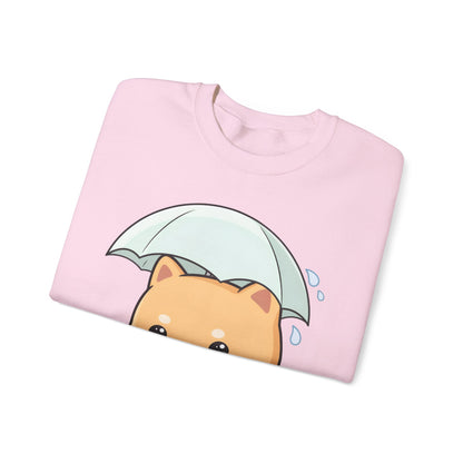 Kawaii Shiba Inu Sweatshirt, Cute Rainy Day Crewneck