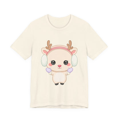 Kawaii Reindeer T-Shirt, Cute Winter Animal Tee