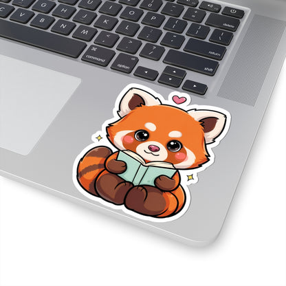 Reading Red Panda Kiss-Cut Sticker for Book Lovers