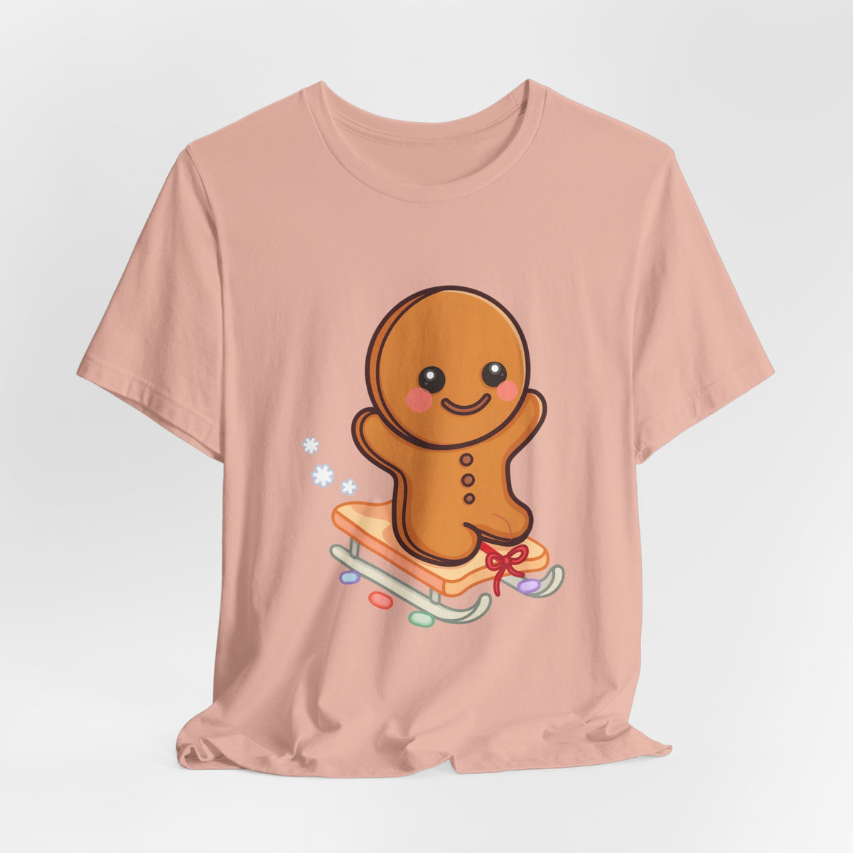 Gingerbread Man T-Shirt – Kawaii Holiday Sledding