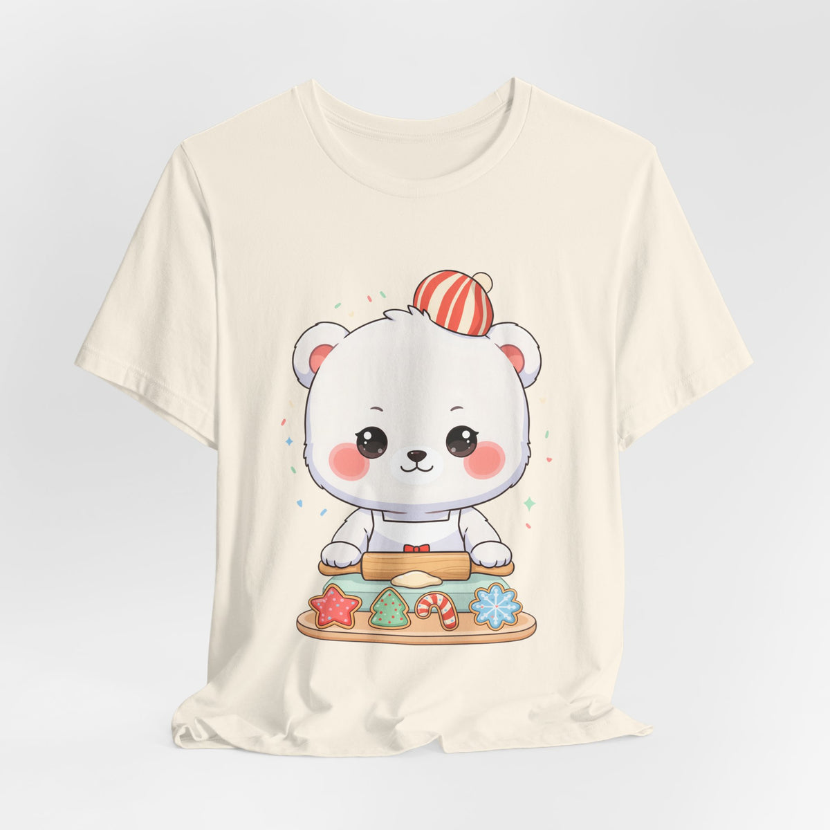 Christmas Cookie Baking Polar Bear Tee, Kawaii Holiday Shirt