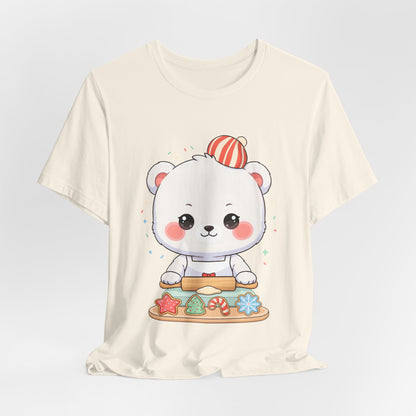 Christmas Cookie Baking Polar Bear Tee, Kawaii Holiday Shirt