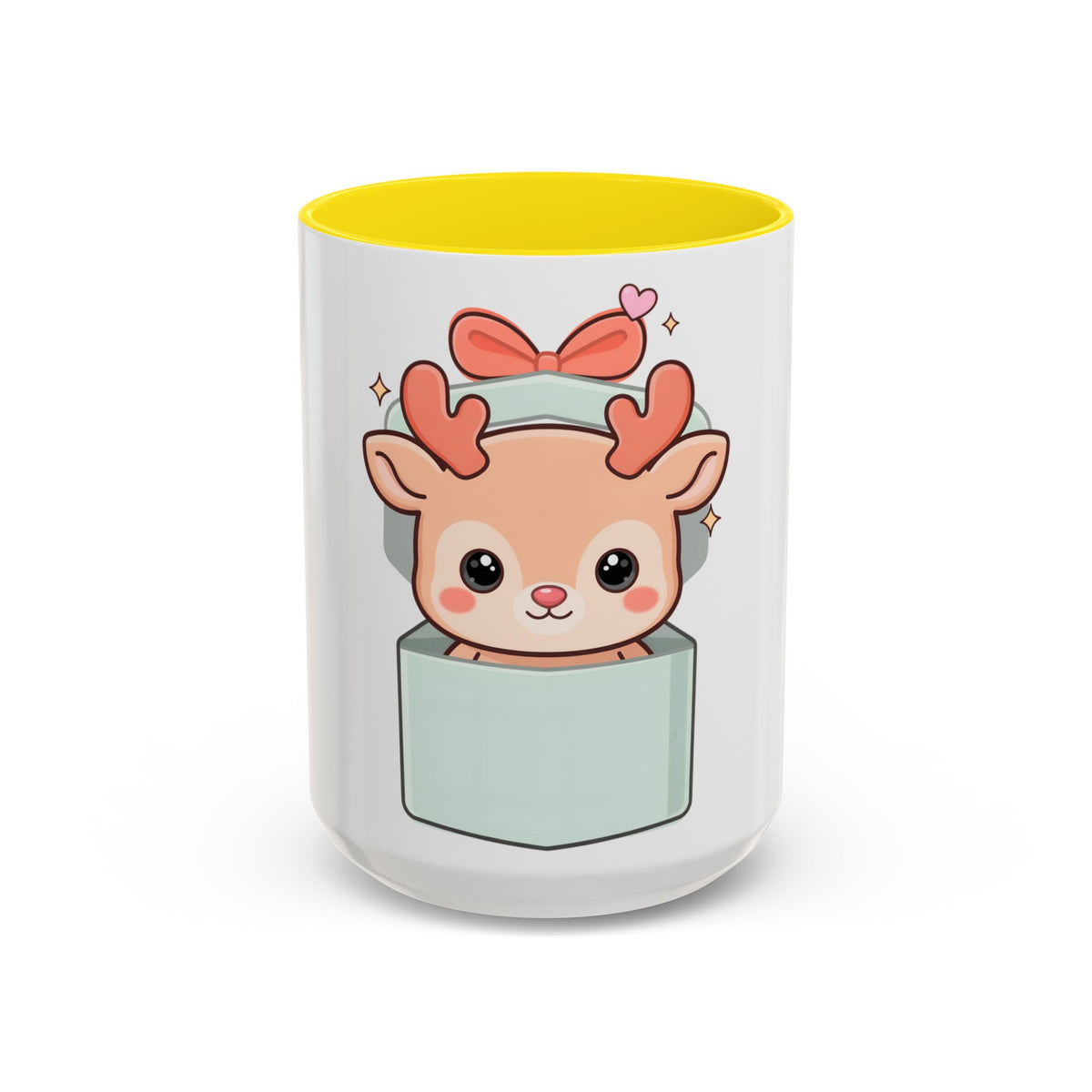 Kawaii Reindeer Christmas Mug, 11oz or 15oz Accent Coffee Mug