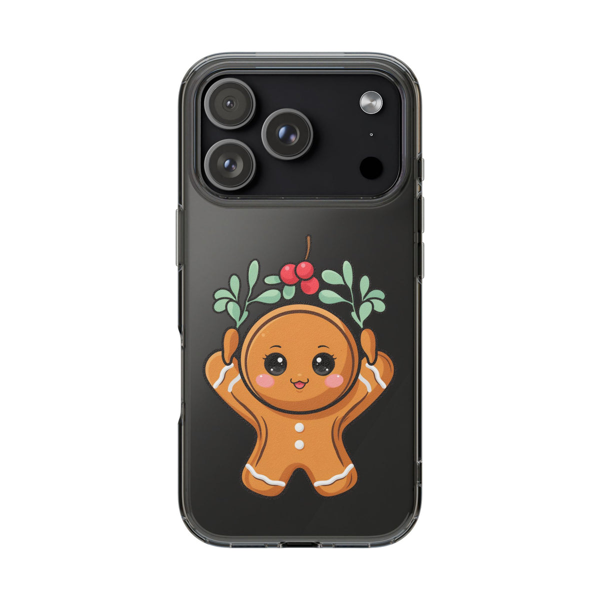 Kawaii Gingerbread Phone Case with Mistletoe Cheer