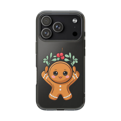 Kawaii Gingerbread Phone Case with Mistletoe Cheer