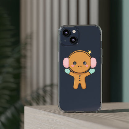 Kawaii Gingerbread Phone Case, Cute Winter Character