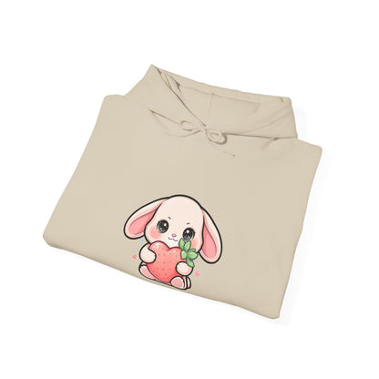 Kawaii Bunny Strawberry Hoodie, Cute Unisex Sweatshirt