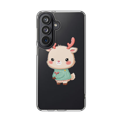 Kawaii Reindeer Clear Impact-Resistant Phone Case