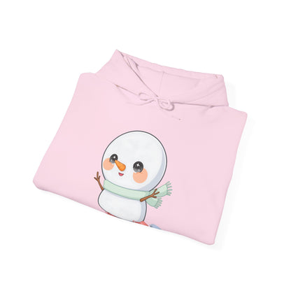Kawaii Snowman Hoodie, Cute Ice Skating Winter Sweatshirt