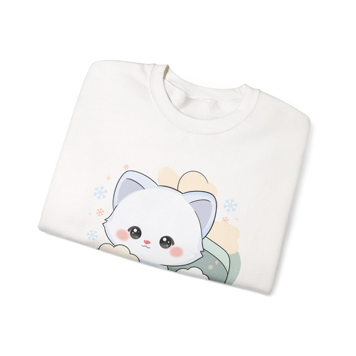 Kawaii Arctic Fox Sweatshirt, Cute Gift Box Fox Crewneck