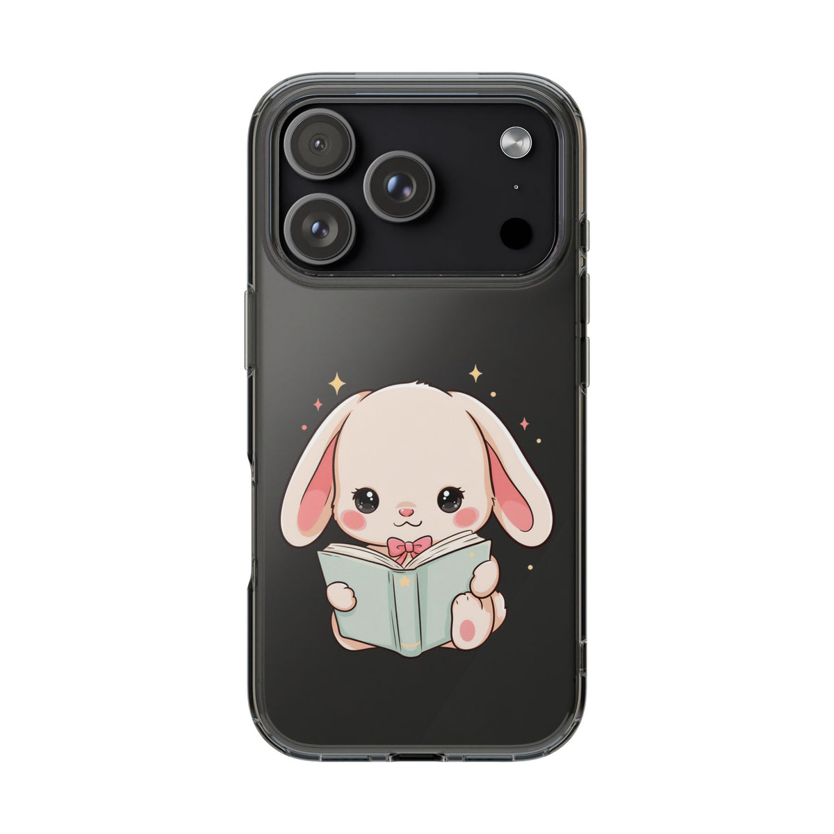 Kawaii Reading Bunny Clear Impact-Resistant Case