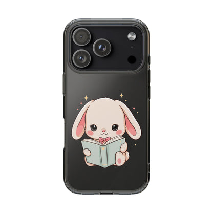 Kawaii Reading Bunny Clear Impact-Resistant Case