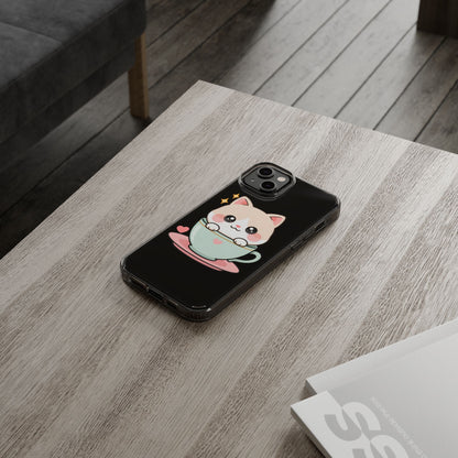 Kawaii Cat Phone Case, Cute Teacup Kitty Gift