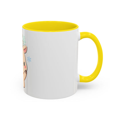 Kawaii Reindeer Accent Coffee Mug for Cozy Winter Sips