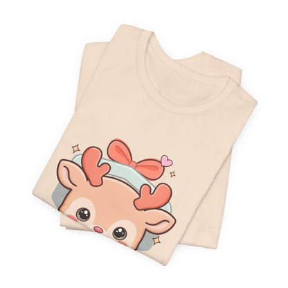 Kawaii Reindeer T-Shirt – Cute Gift Box Christmas Tee