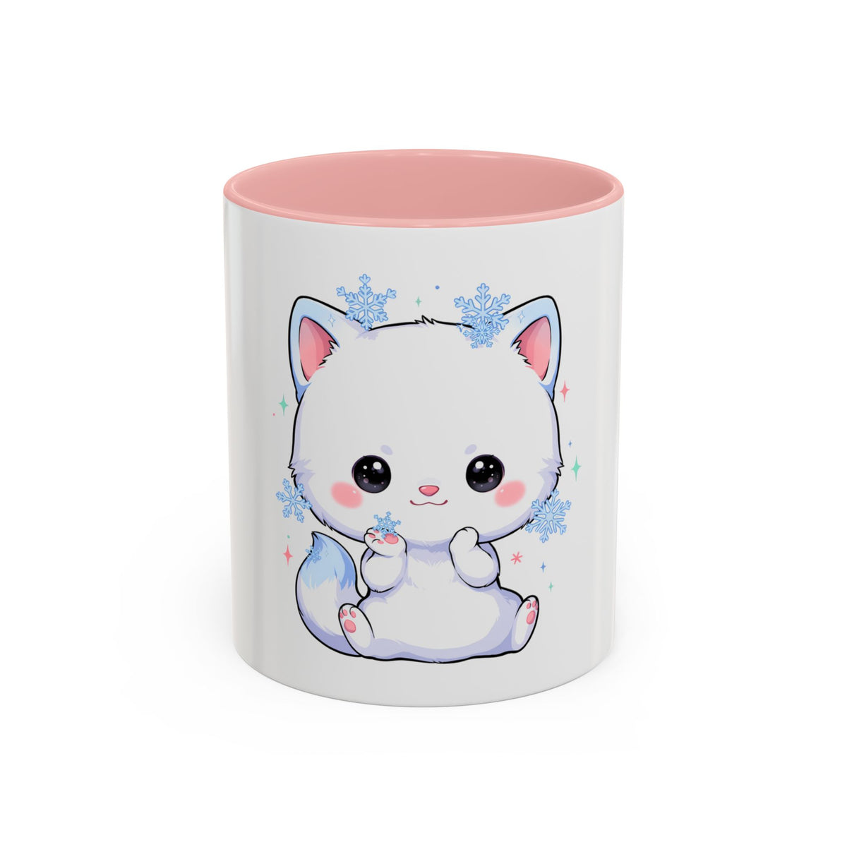 Kawaii Arctic Fox Accent Coffee Mug for Cozy Mornings