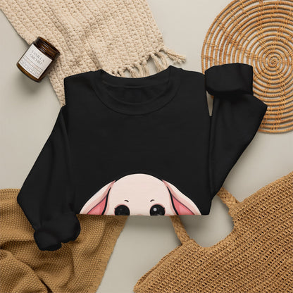 Kawaii Bunny Sweatshirt Hugging a Strawberry
