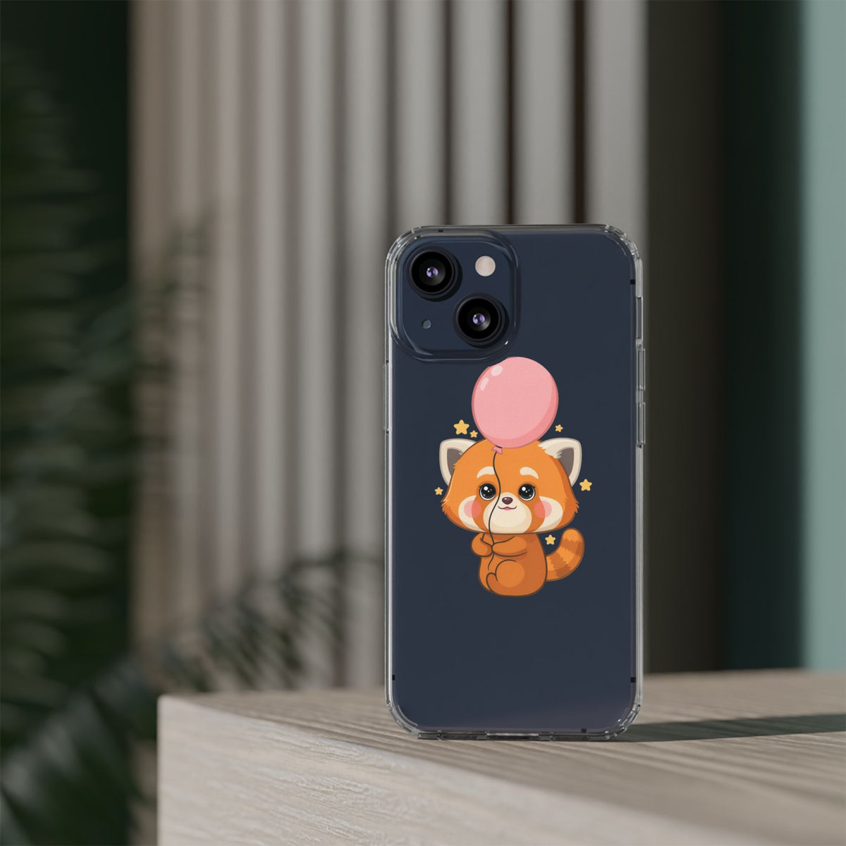 Kawaii Red Panda Clear Impact-Resistant Case with Balloon