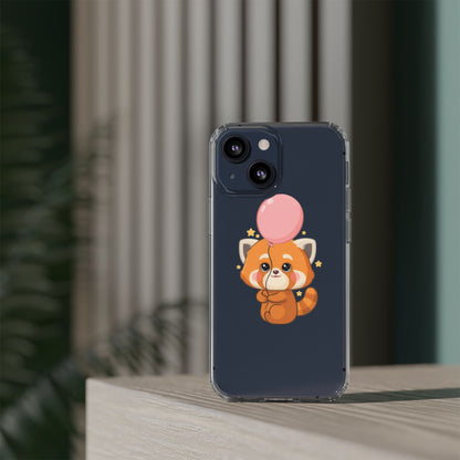 Kawaii Red Panda Clear Impact-Resistant Case with Balloon