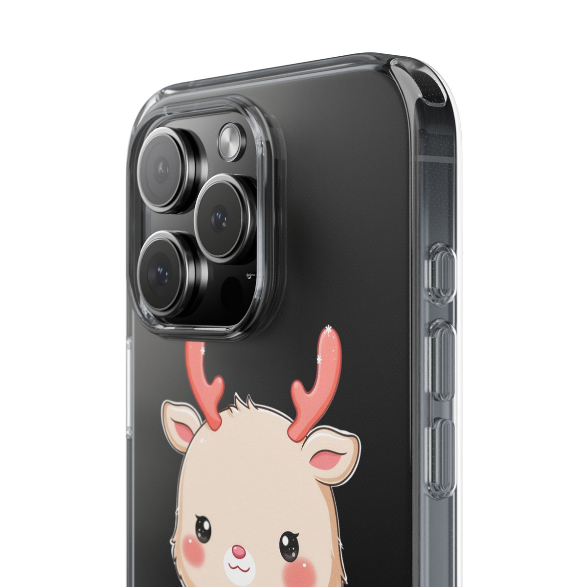 Kawaii Reindeer Clear Impact-Resistant Phone Case