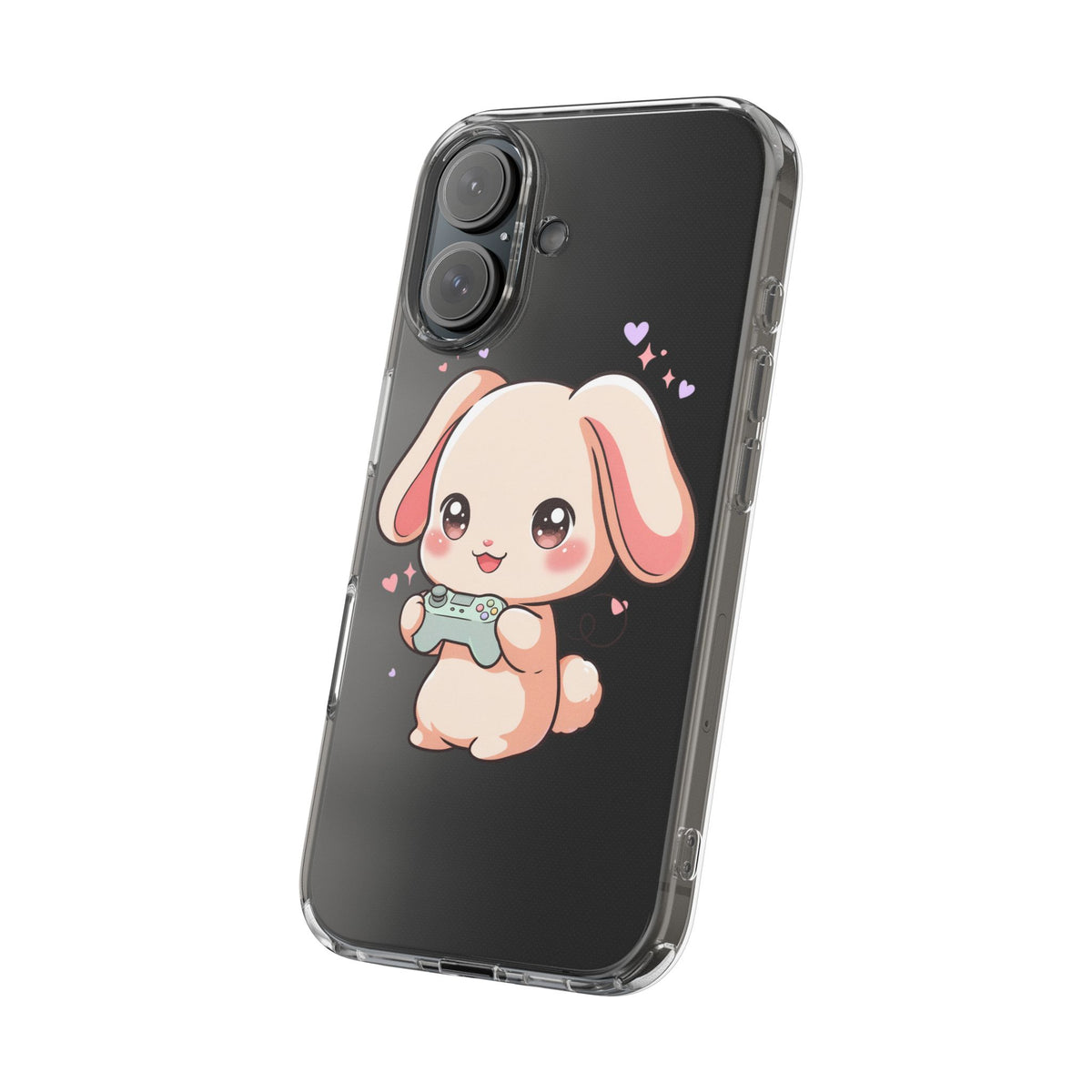 Kawaii Bunny Gamer Clear Impact-Resistant Phone Case
