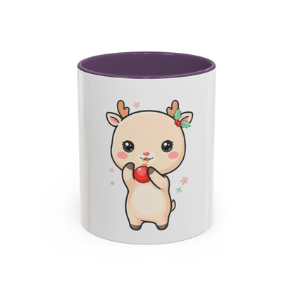 Kawaii Reindeer Christmas Accent Coffee Mug