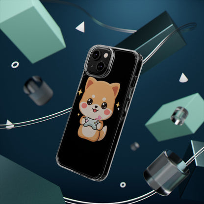 Kawaii Shiba Inu Gamer Phone Case, Clear Impact-Resistant