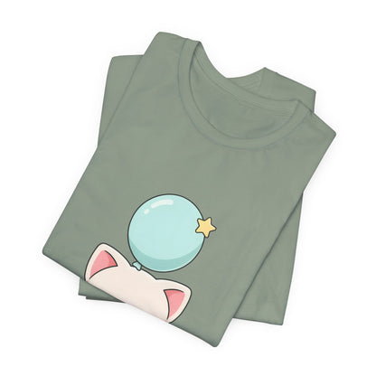 Kawaii Cat Balloon T-Shirt, Cute Chibi Kitty Tee