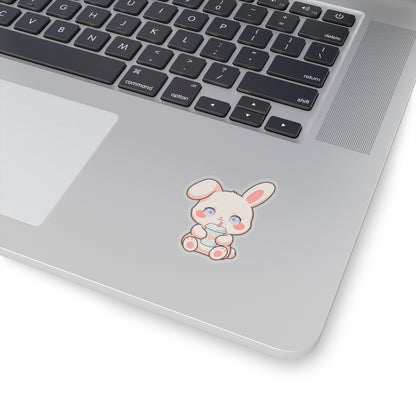 Kawaii Bunny Latte Sticker for Cozy Coffee Lovers