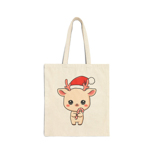 Christmas Reindeer Tote Bag, Cute Kawaii Holiday Gift
