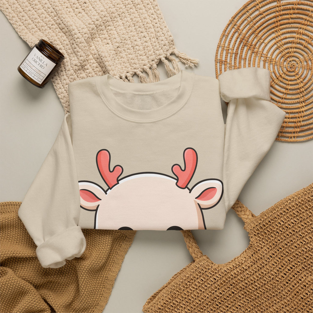 Kawaii Christmas Reindeer Sweatshirt for Holiday Fans