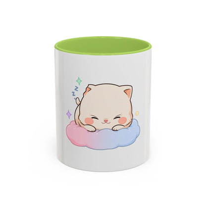 Kawaii Sleeping Cat Accent Coffee Mug