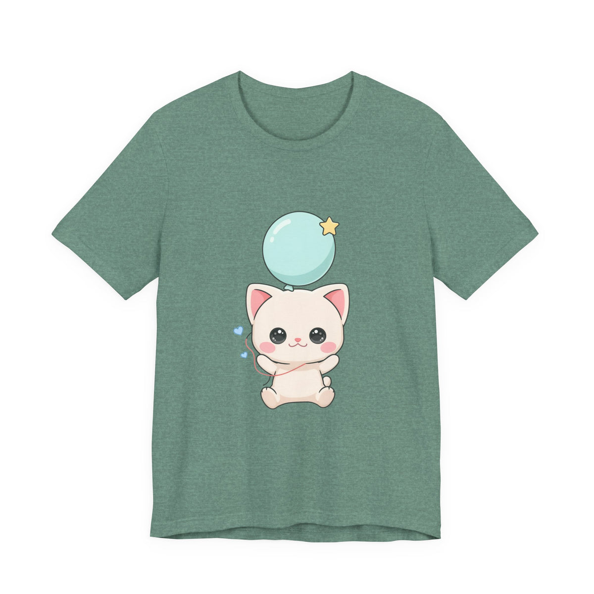 Kawaii Cat Balloon T-Shirt, Cute Chibi Kitty Tee