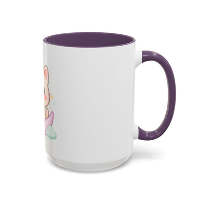 Kawaii Cat Moon Accent Coffee Mug, Cute Cat Lover Gift