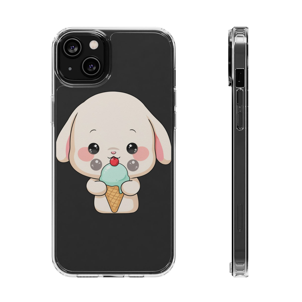 Kawaii Bunny Phone Case, Ice Cream Cutie Clear Case