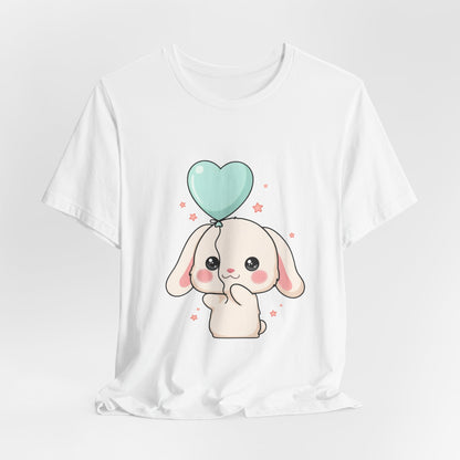 Kawaii Bunny T-Shirt with Balloon – Cute Chibi Rabbit Tee