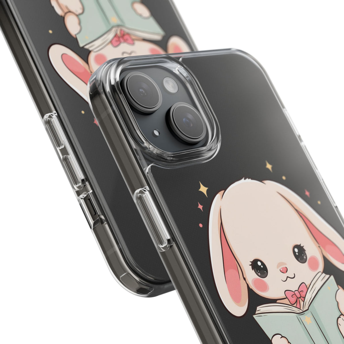 Kawaii Reading Bunny Clear Impact-Resistant Case