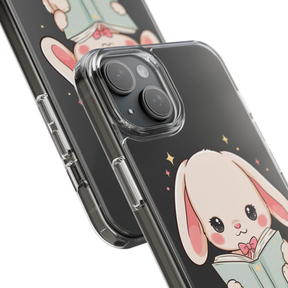 Kawaii Reading Bunny Clear Impact-Resistant Case