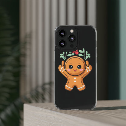 Kawaii Gingerbread Phone Case with Mistletoe Cheer