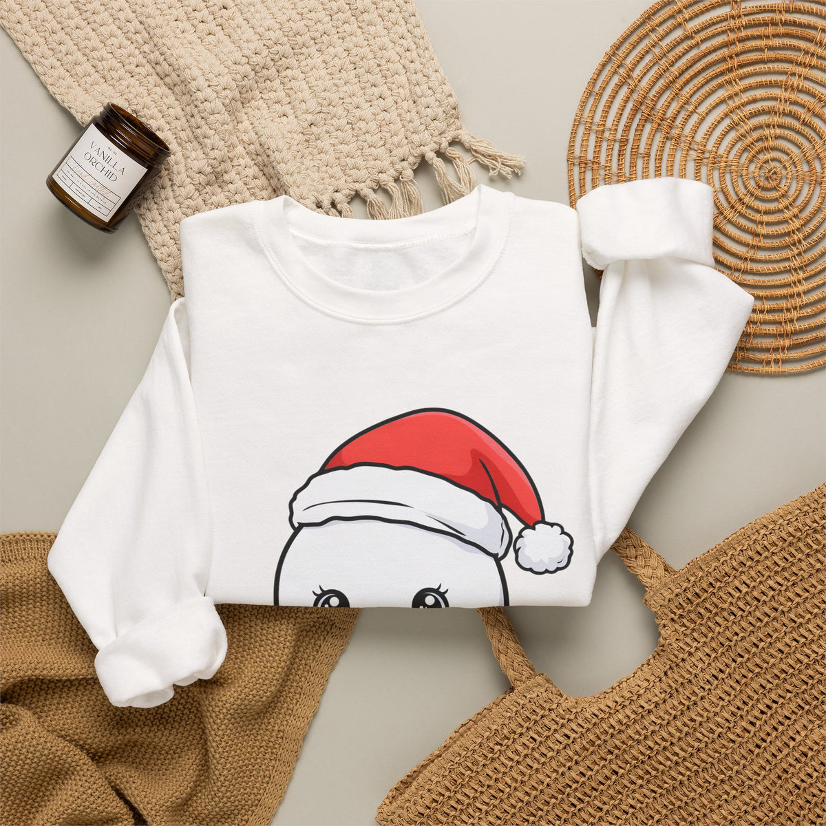 Kawaii Snowman Christmas Sweatshirt, Cute Holiday Gift