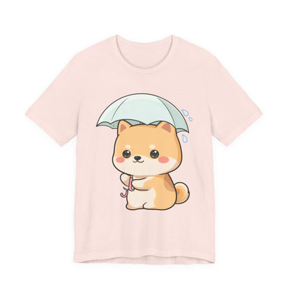 Kawaii Shiba Inu Umbrella T-Shirt for Rainy Day Fans
