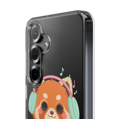 Red Panda Phone Case, Kawaii Music Lover Clear Case