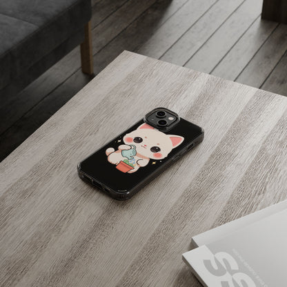 Kawaii Cat Phone Case, Cute Plant Lover Gift
