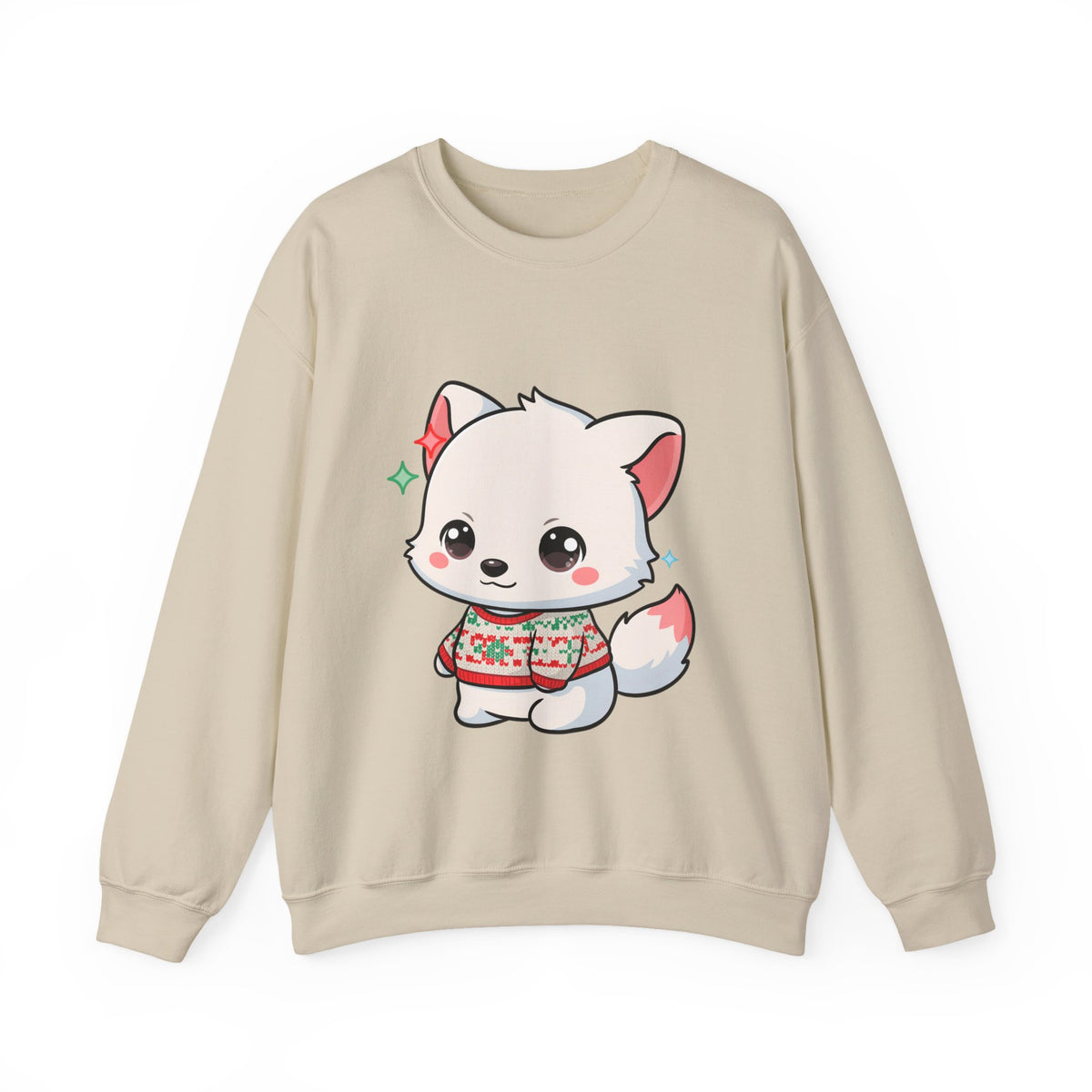 Kawaii Christmas Fox Sweatshirt, Cute Holiday Crewneck